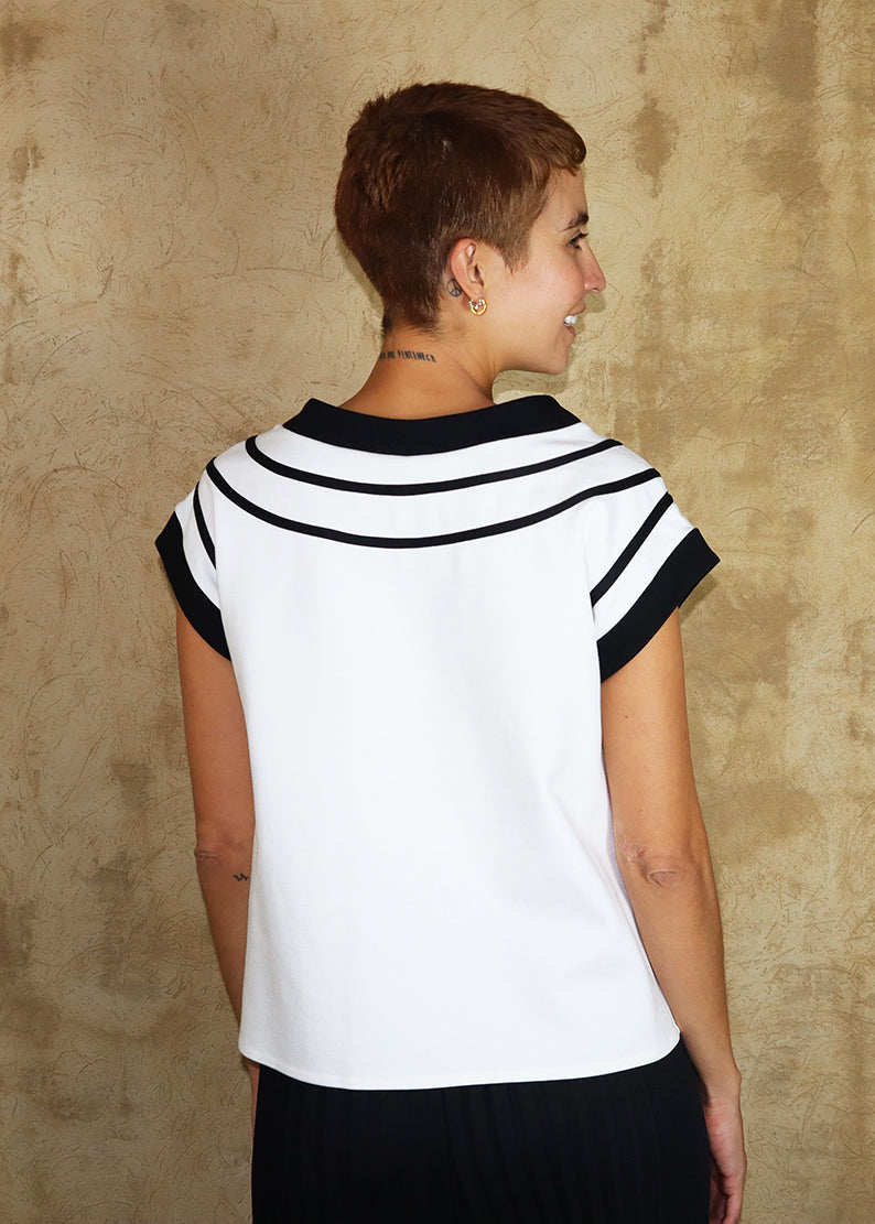 Catherine Top - Ivory and Black