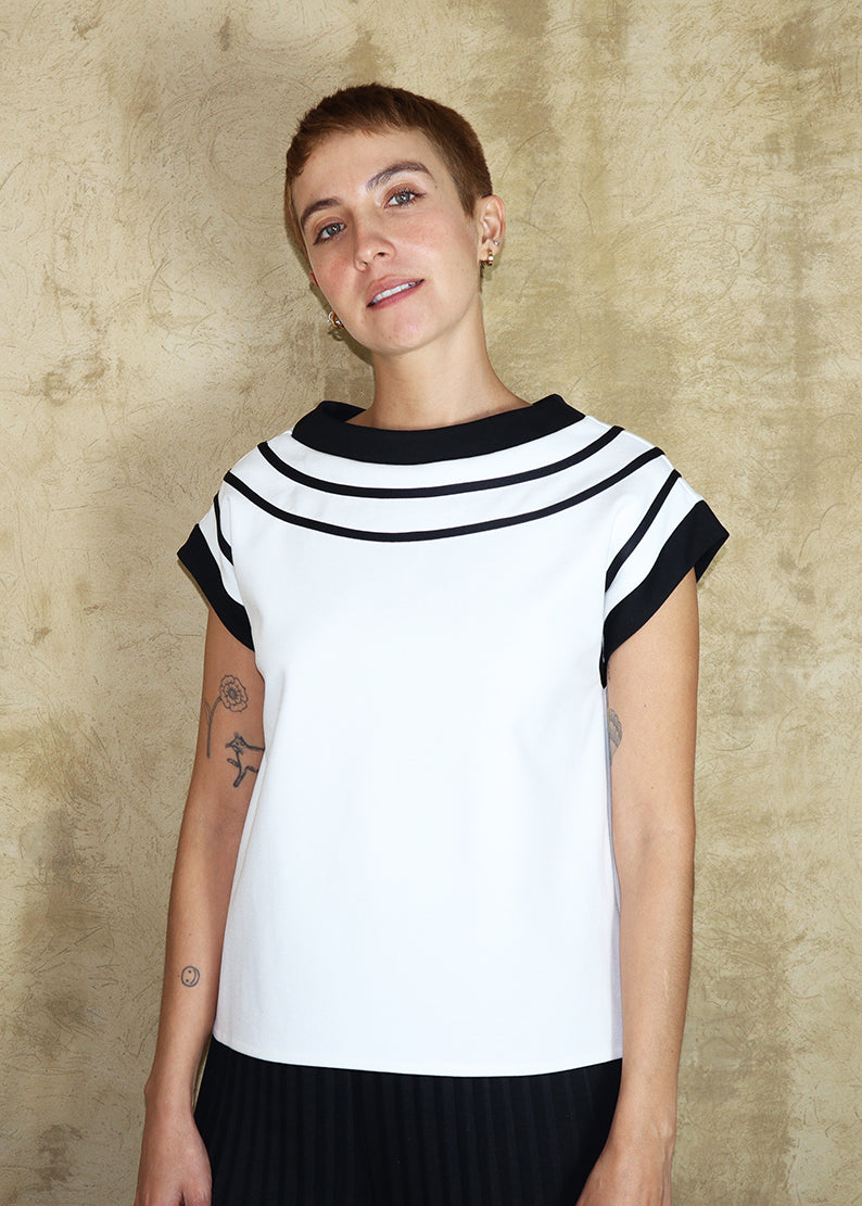 Catherine Top - Ivory and Black