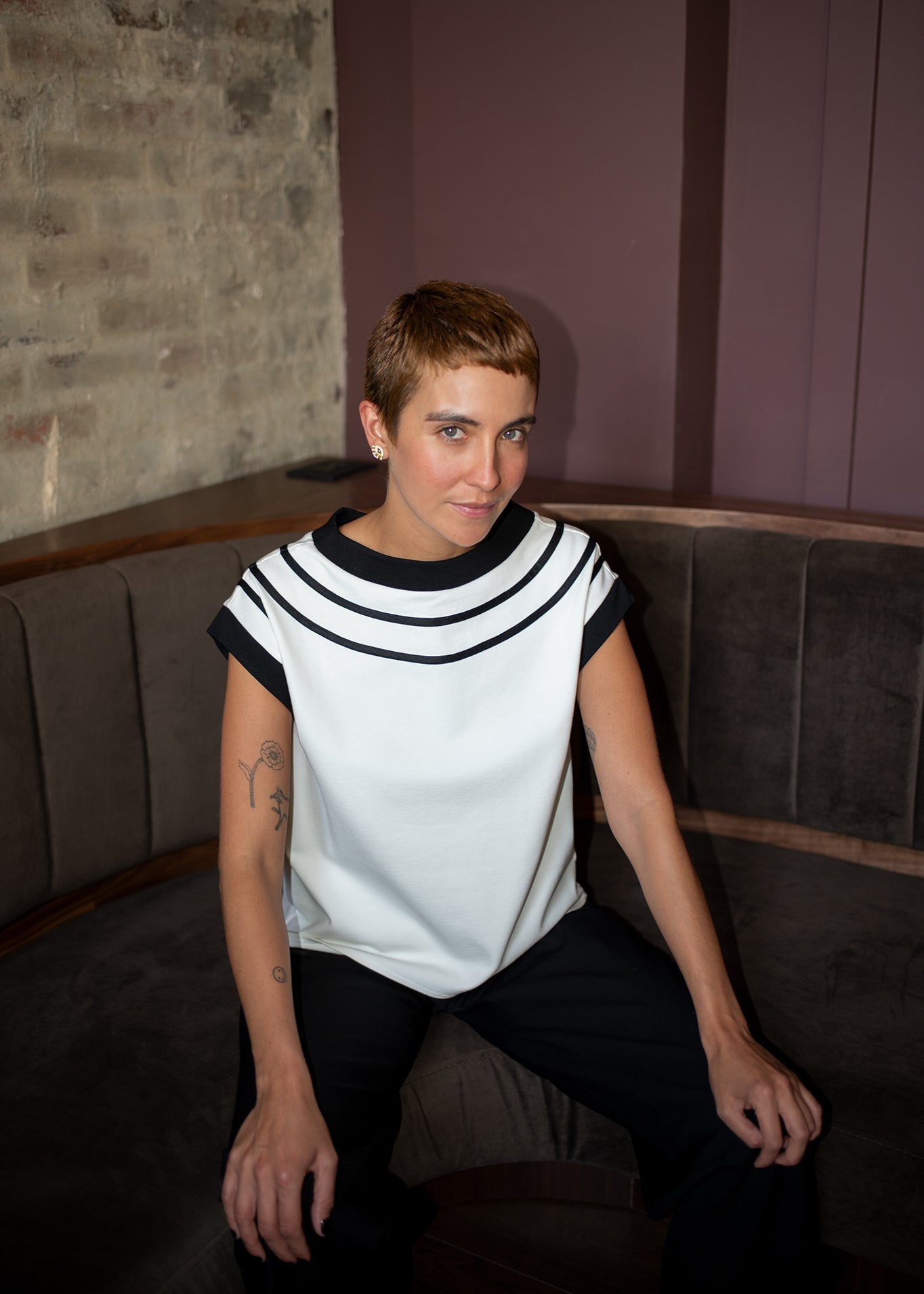 Catherine Top - Ivory and Black