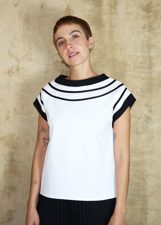Catherine Top - Ivory and Black