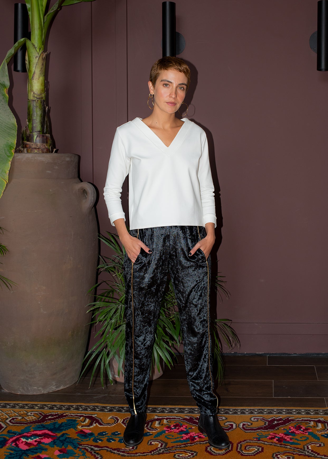 Baxter Pants - Midnight Velvet and Gold